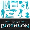 Flat design biathlon blue color