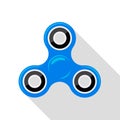 Flat design blue hand spinner no gradient or transparency Royalty Free Stock Photo