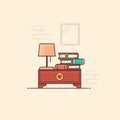 Flat Design Book Cabinet Vector Illustration