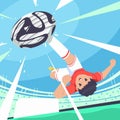 Flat design boy kicking ball illustration background