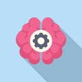 Flat design of a brain with a cogwheel, symbolizing brainstorming and mental processing Royalty Free Stock Photo