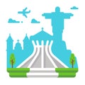 Flat design Brasila cathedral Royalty Free Stock Photo