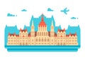 Flat design Budapest Parliament