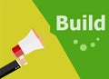 Flat design business concept. Build. digital marketing business man holding megaphone for website and promotion banners