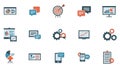 Flat Design Business, Data & Communication Icon Set Royalty Free Stock Photo