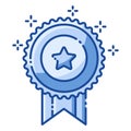 Award medal ribbon reward success Blue Tone Vector Premium Ilustration