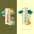 Flat design business illustration favorable and adverse financial conditions for example weather