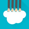 Flat design, Businessman hand picked clouds, Cloud Computing idea concept