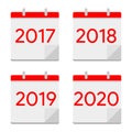 Flat design calendar icons 2017, 2018, 2019, 2020. New year symbol Royalty Free Stock Photo