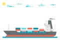 Flat design cargo ship background