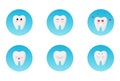 Flat design cartoon cute tooth character with different facial expressions, emotions. Set, collection of emoji isolated Royalty Free Stock Photo