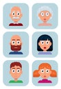 Flat design character. People avatars set of men and women of different ages. Profile picture icons. Flat vector illustration. Royalty Free Stock Photo