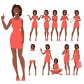 Flat design characters a young afro american woman