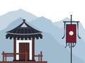 Flat design of chinese traditional guard post Royalty Free Stock Photo