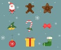 Flat design Christmas collection with seasonal elements, Santa and Christmas light - Vector