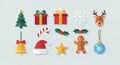 Flat Design Christmas Icon Collection A Festive Assortment of Holiday Elements and Decorative Shapes Royalty Free Stock Photo