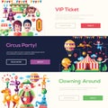 Flat design circus and carnival banners, headers set Royalty Free Stock Photo