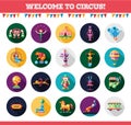 Flat design circus icons and infographics elements set Royalty Free Stock Photo