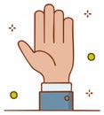 Flat design clean hand icon showing stop gesture or high five with abstract glow Royalty Free Stock Photo