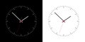 Flat design clock face with hands. Set of watches on a black and white background, vector