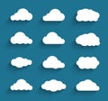 Flat design cloudscapes collection. Flat shadows Royalty Free Stock Photo