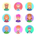 Flat design colorful icons collection of people avatars for profile page, social network, social media, different age Royalty Free Stock Photo