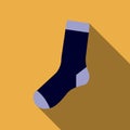 Flat design colorful socks icon on yellow background with long shadow Royalty Free Stock Photo