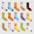 Flat design colorful socks set vector illustration