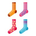 Flat design colorful socks set vector illustration selection of various cotton foot warm cloth