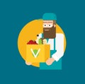 Flat design colorful vector illustration concept for grocery delivery