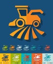 Flat design. combine-harvester Royalty Free Stock Photo