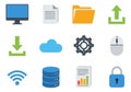 Flat design computer icons set featuring digital data, network and technology symbols for web and application interfaces Royalty Free Stock Photo