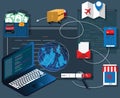 Flat design of computer programming concept,The benefit of programming can be used in online businness - vector