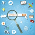 Flat design concept of analytics search information and SEO optimization Royalty Free Stock Photo