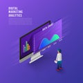 Flat design concept business strategy. 3d isometric flat design. Analysis data and Investment. Business success.Financial review Royalty Free Stock Photo