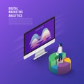 Flat design concept business strategy. 3d isometric flat design. Analysis data and Investment. Business success.Financial review Royalty Free Stock Photo