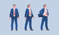 Flat design concept of Businessman with different poses gestures. Vector character design set