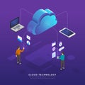 Flat design concept cloud computing technology users network con