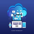 Flat design concept cloud computing technology users network con Royalty Free Stock Photo