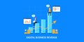 Flat design concept of digital business revenue, online marketing growth.
