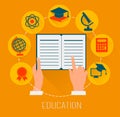 Flat design concept icons for education. E-learning concept. Royalty Free Stock Photo