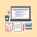 Flat design concept of process web page coding Royalty Free Stock Photo