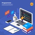 Flat design concept programmer coding program. Vector illustrate Royalty Free Stock Photo