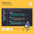 Flat design concept programmer coding program. Vector illustrate Royalty Free Stock Photo
