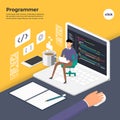 Flat design concept programmer coding program. Vector illustrate Royalty Free Stock Photo