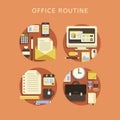 Flat design concept of routine office Royalty Free Stock Photo