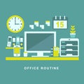 Flat design concept of routine office Royalty Free Stock Photo