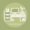 Flat design concept of routine office Royalty Free Stock Photo