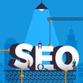 Flat design concept SEO (search engine optimize). Vector illustrate. Royalty Free Stock Photo