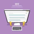 Flat design concept SEO (search engine optimize). Vector illustrate. Royalty Free Stock Photo